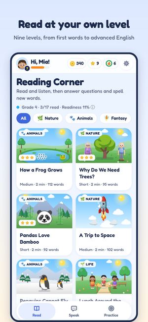 Screenshot: Read at your own level.