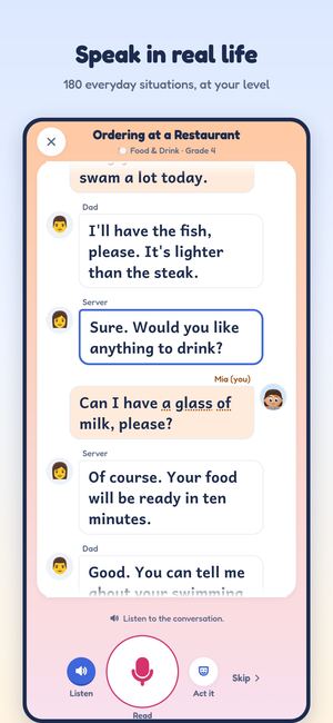Screenshot: Speak in real life.