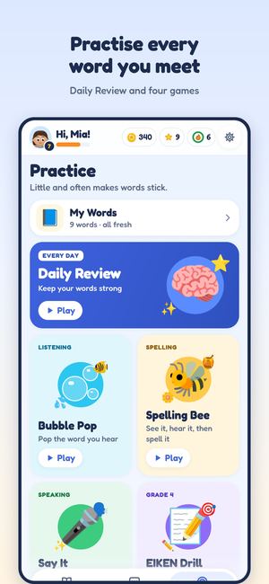 Screenshot: Practise every word you meet.